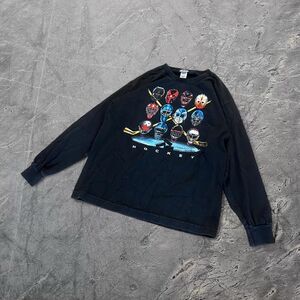 VTG 90s Y2K faded black hockey long sleeve pro spirit shirt